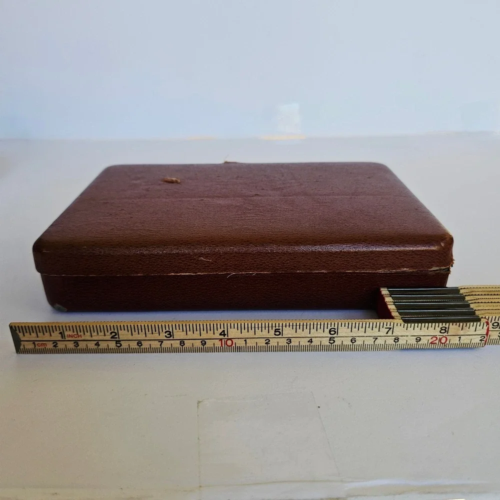 Vtg Farrington Brown Faux Leather Mens Valet Jewelry Box Nautical Ship Organizer